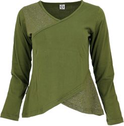 Guru-Shop Longsleeve Langarmshirt Boho-chic - grün günstig online kaufen