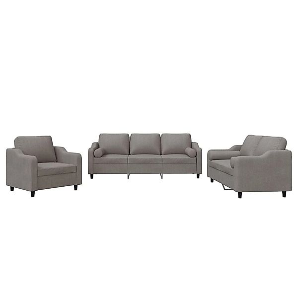 vidaXL 3-Tlg Sofagarnitur mit Kissen Taupe Stoff 3201793 günstig online kaufen