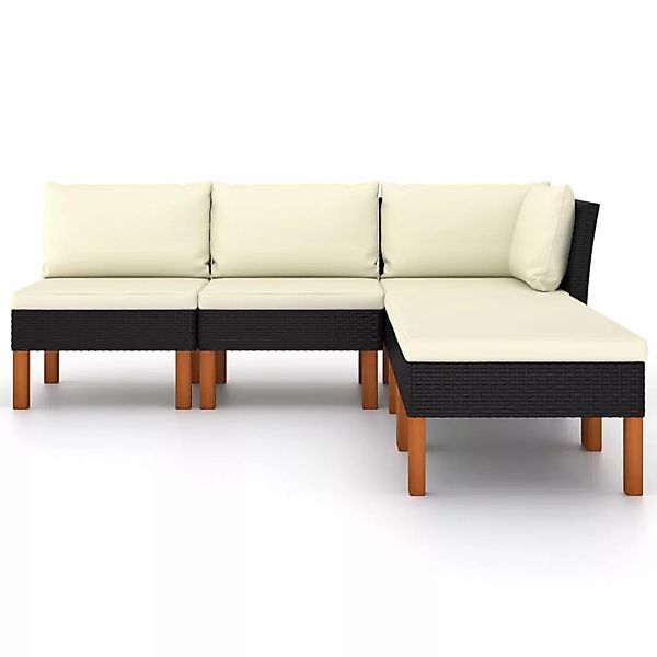 5-tlg. Garten-lounge-set Mit Kissen Poly Rattan Schwarz günstig online kaufen