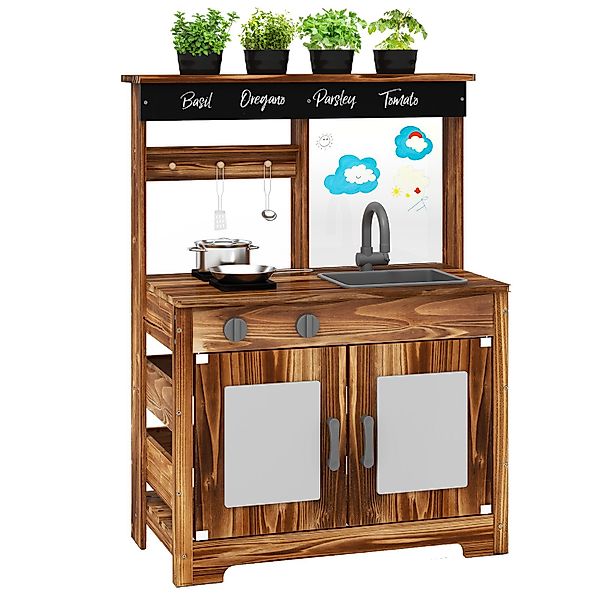 COSTWAY Outdoor-Spielküche Holz, Kinder Matschküche, Outdoor, günstig online kaufen