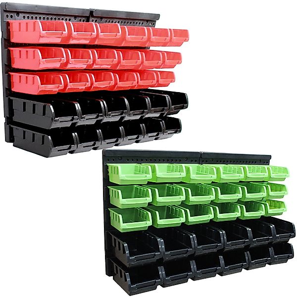 TRUTZHOLM Stapelboxen Mit Wandregal Rot 32 Teile Kleinteilemagazin günstig online kaufen