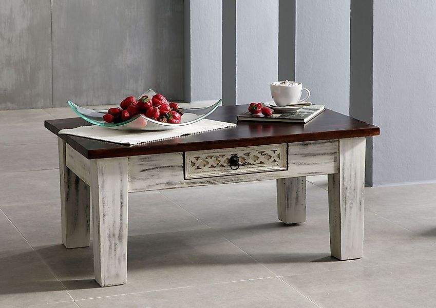 Massivmoebel24 Couchtisch CASTLE-ANTIK (Sofatisch Truhe 90x60 günstig online kaufen