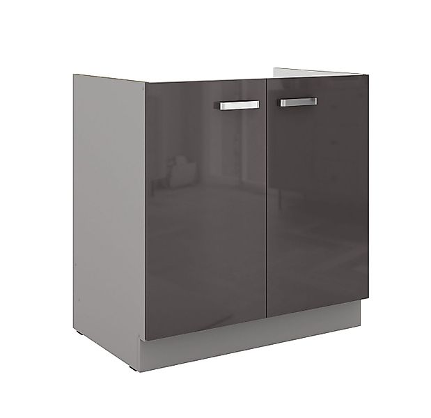 Küchen-Preisbombe Spülenunterschrank 80 cm Küche Bianca Grey Grau Hochglanz günstig online kaufen