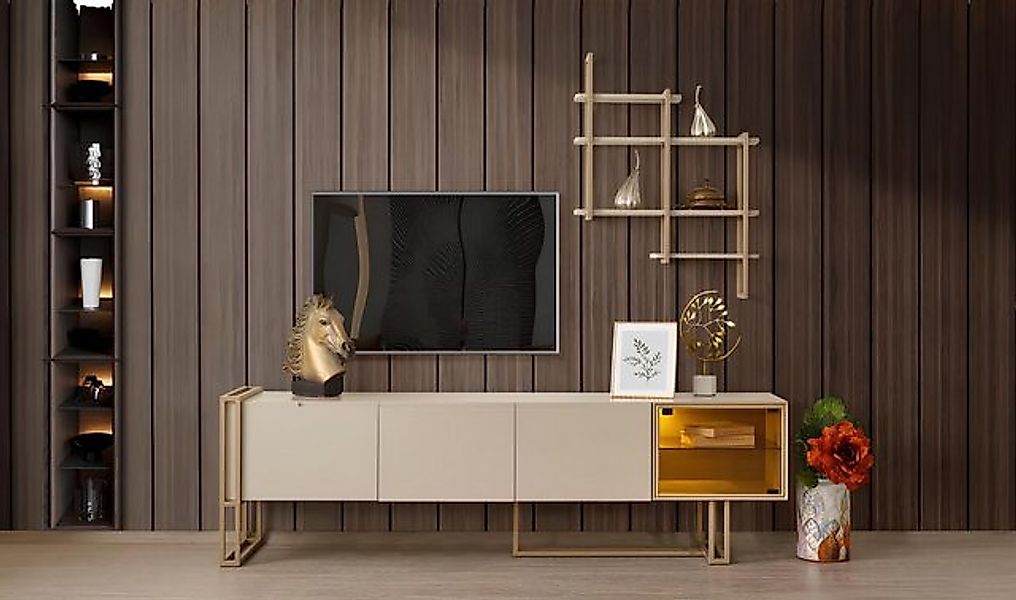 Xlmoebel TV-Schrank Fernsehkommode mit Regal und Ablagefläche (2-St., 2tlg. günstig online kaufen