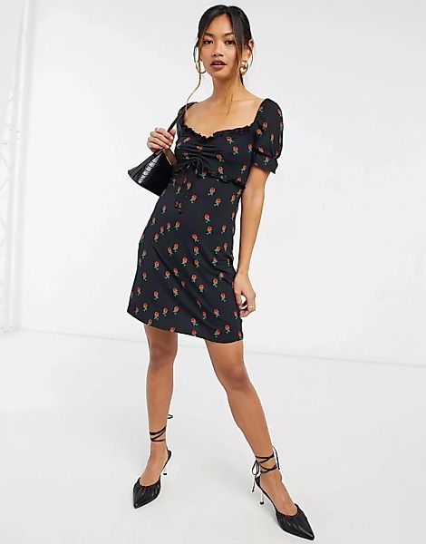 Never Fully Dressed – Bedrucktes Paola-Kleid in Schwarz günstig online kaufen
