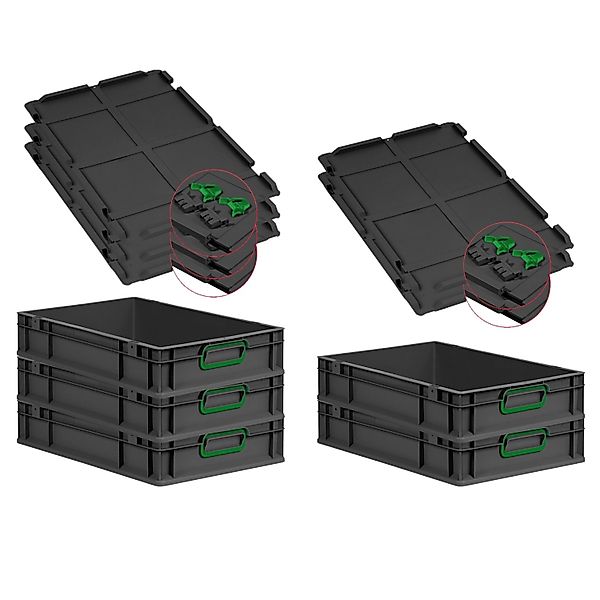 PROREGAL SuperSparSet 5x Eurobox Nextgen Color Mit Scharnierdeckel HxBxT 12 günstig online kaufen