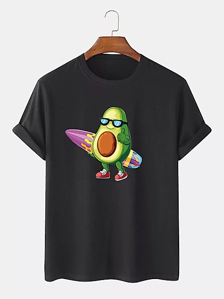 Männer 100% Baumwolle Spaß Surfen Avocado gedruckt Casual T-Shirt günstig online kaufen