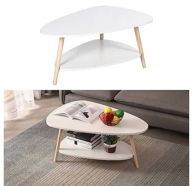 JEOBEST Couchtisch Wohnzimmertisch aus Holz mit 2 Etagen Ablagen, Beistellt günstig online kaufen