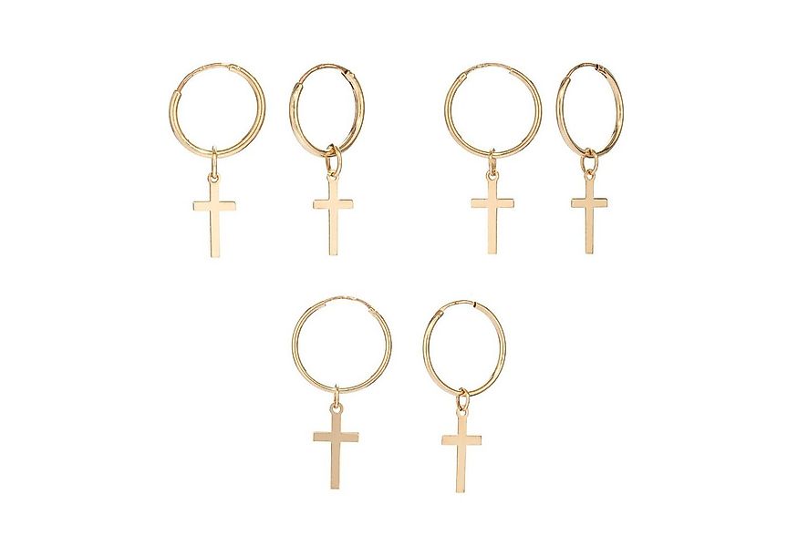NKlaus Paar Creolen Paar 10mm Gothic Creolen mit Kreuz 333 Gelb Gold 8 (Paa günstig online kaufen