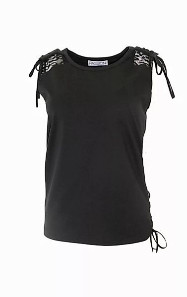 Passioni Spitzentop Schwarzes Top mit Spitze Details an der Schulter mit Tu günstig online kaufen