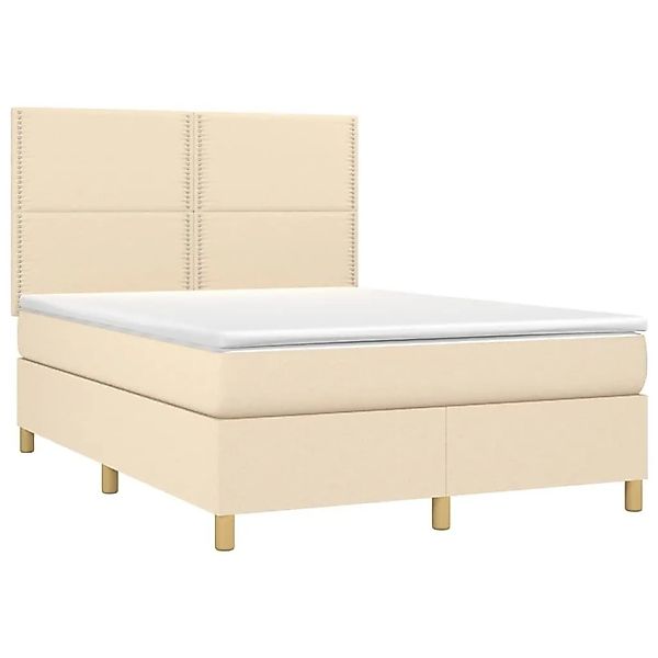 vidaXL Boxspringbett mit Matratze & LED Creme 140x200 cm Stoff 3135362 günstig online kaufen