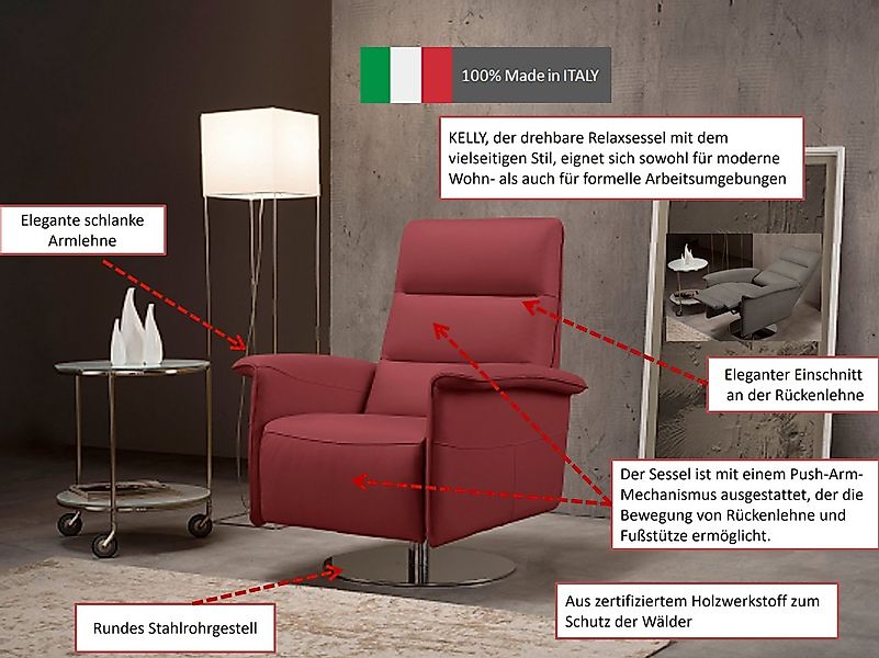 Egoitaliano Sessel "Kelly Designsessel", drehbar, manuelle Relaxfunktion mi günstig online kaufen