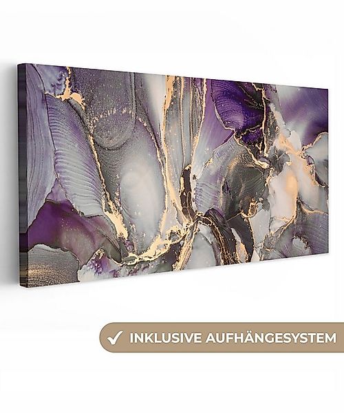 OneMillionCanvasses® Leinwandbild Panorama Gold - Lila - Marmor, Fotodruck günstig online kaufen