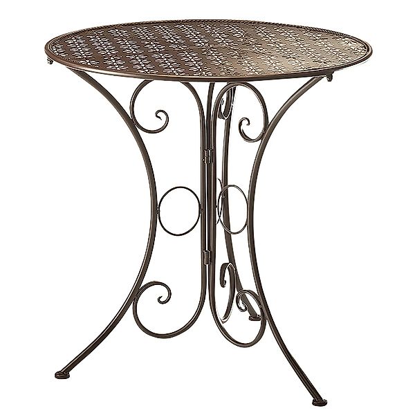 Kobolo Gartentisch Tisch Metall Braun Stanzungen in Blumenoptik 60cm günstig online kaufen