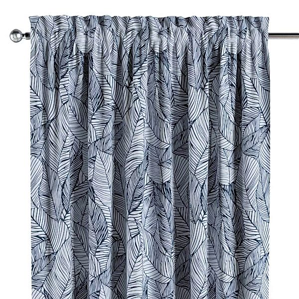Vorhang mit Tunnel und Köpfchen, dunkelblau-weiß, Velvet (704-34) günstig online kaufen