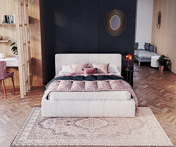 thematys Polsterbett Bett aus Velours Stauraumbett - TOPSELLER - MADE IN EU günstig online kaufen