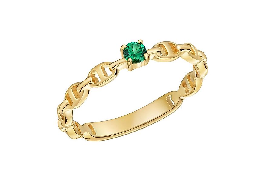 CAÏ Fingerring 925 Silber vergoldet Zirkonia grün günstig online kaufen