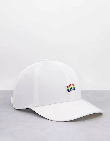 Vans – Bill – Jockey-Kappe mit Regenbogen-Logo in Weiß günstig online kaufen
