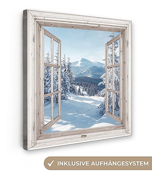 OneMillionCanvasses® Leinwandbild Fenster - Winter - Landschaft - Natur - B günstig online kaufen