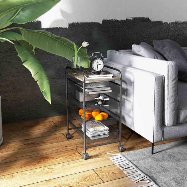 HOMCOM Servierwagen Rollwagen, Küchenwagen mit 4 günstig online kaufen