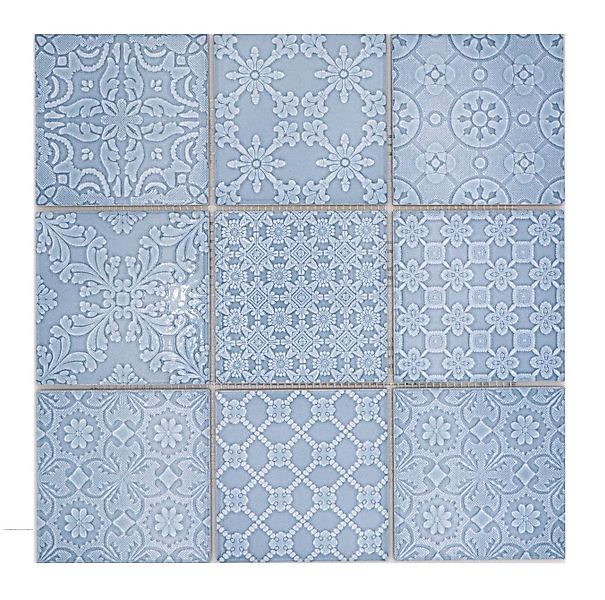 Mosani Mosaikfliesen Mosaik Keramik Steinzeug nordic blue glänzend Retro Kü günstig online kaufen