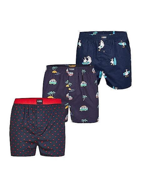 HAPPY SHORTS Boxer Print Sets (3-St) Unterhose Unterwäsche Loungewear günstig online kaufen
