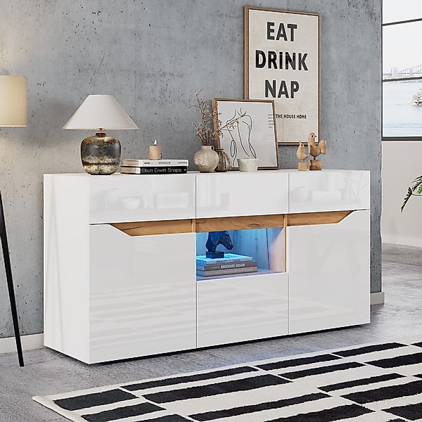 Merax Sideboard hochglanz Anrichte mit LED, günstig online kaufen