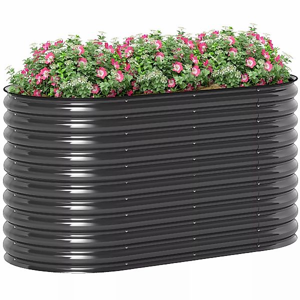 Outsunny Hochbeet aus Stahl, Pflanzbeet Frühbeet Gartenbeet stapelbar Blume günstig online kaufen