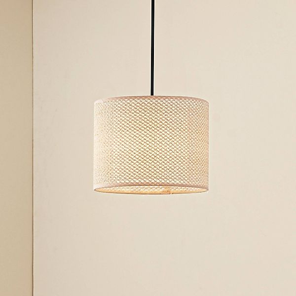 Lindby Hängeleuchte Soula, Ø 26 cm, beige, Kunststoff, E27 günstig online kaufen