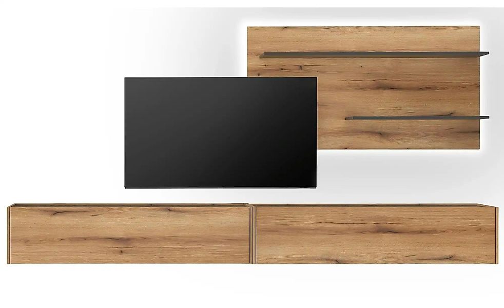 Wohnwand   ¦ holzfarben ¦ Maße (cm): B: 300 H: 180 T: 30.0 Kommoden & Sideb günstig online kaufen