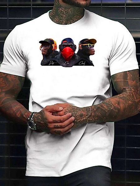 RMK T-Shirt T-Shirt Herren Print Shirt Rundhals kurzarm Affe Monkey günstig online kaufen