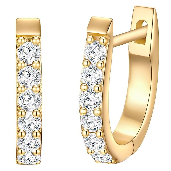 Trilani Paar Creolen gelbgold, mit Zirkonia günstig online kaufen