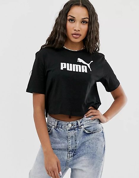 Puma – Essentials – Kurzes T-Shirt in Schwarz mit Logo günstig online kaufen