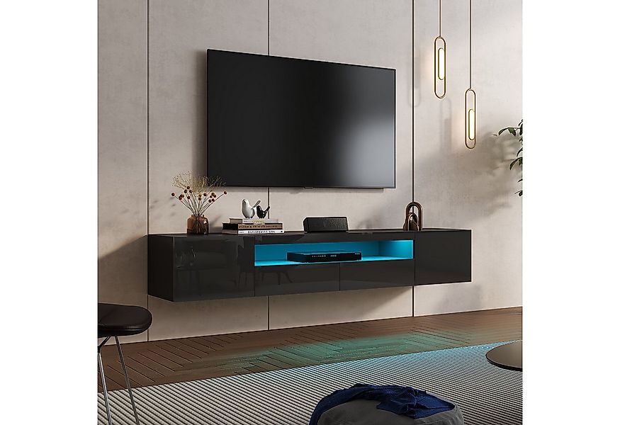 radelldar Lowboard mit LED-Beleuchtung, TV-Schrank, 180cm, Hochglanz, für F günstig online kaufen