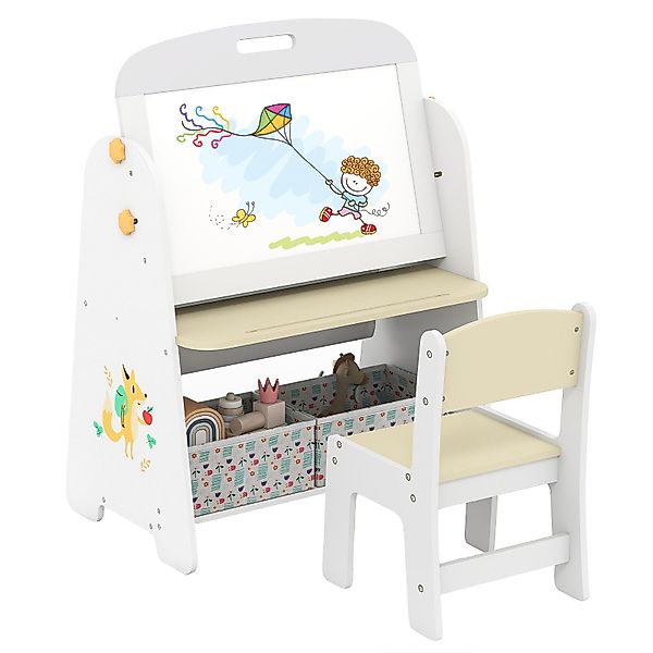 COSTWAY Kindersitzgruppe, (2-tlg), Kindertisch mit 2 günstig online kaufen