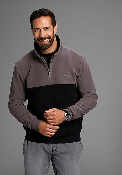 Mans World Fleecepullover, Troyer mit Kontrast-Part, ideal für den Übergang günstig online kaufen