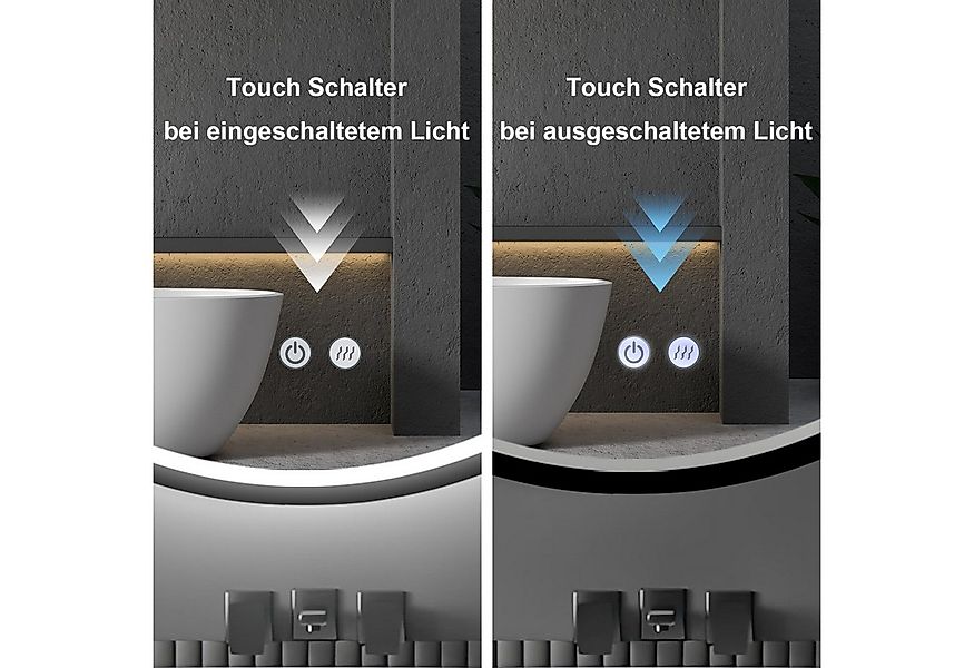 Apejoy Badspiegel 60 cm Round LED mit Beleuchtung und Antibeschlag (Badezim günstig online kaufen