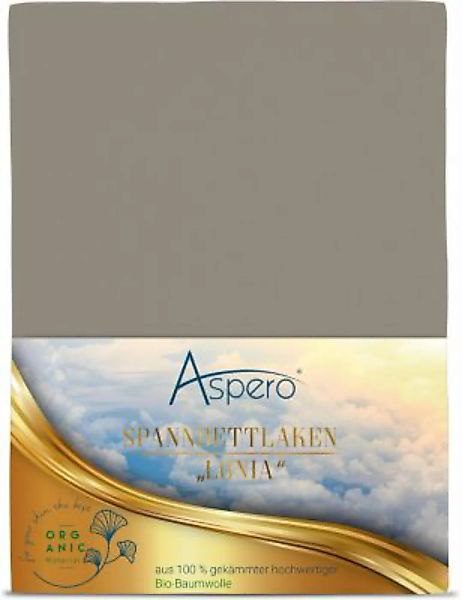 Aspero® Bio-Baumwoll Spannbettlaken Minas Bettlaken taupe Gr. 180 x 200 günstig online kaufen