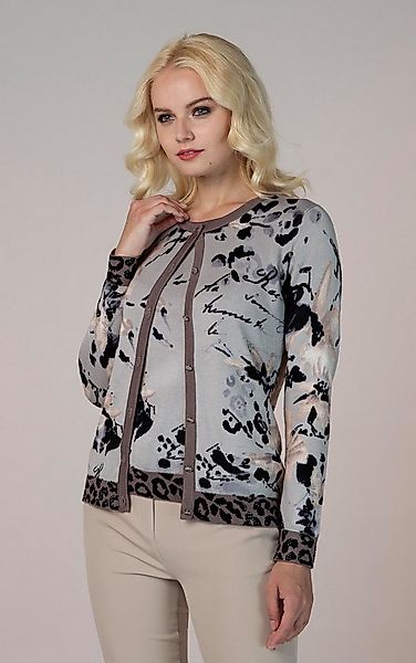 Passioni Cardigan Twinset mit Blumendruck und Leodetail günstig online kaufen