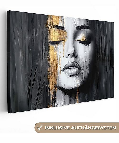 OneMillionCanvasses® Leinwandbild Gesicht - Frau - Pinselstriche - Abstrakt günstig online kaufen