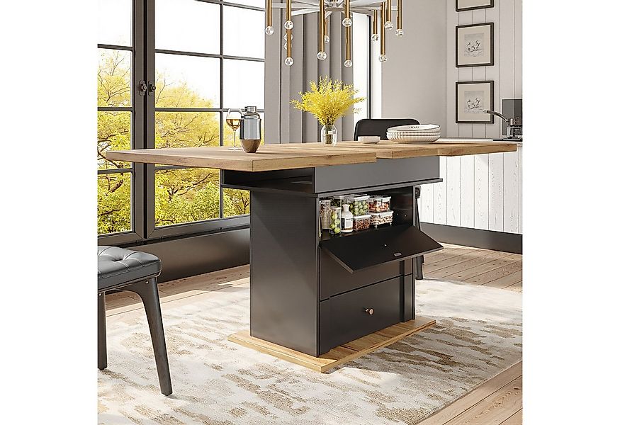 Odikalo Esstisch Kücheninsel Gastrotisch Schubladen Ausziehbarer Küche ​Wei günstig online kaufen