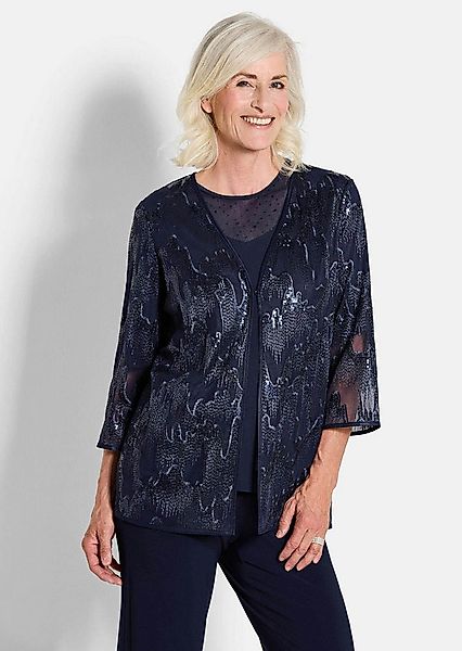 GOLDNER Klassische Bluse Elegante Pailletten-Jacke, V-Ausschnitt Blusenjack günstig online kaufen