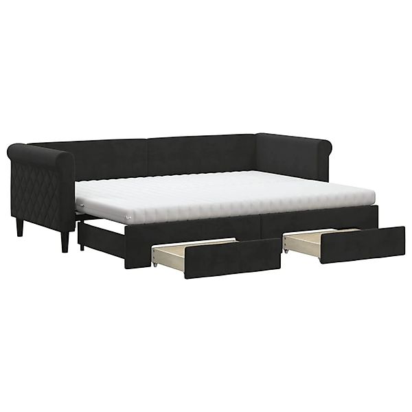 vidaXL Tagesbett Ausziehbar mit Schubladen Schwarz 80x200 cm Samt1883352 günstig online kaufen