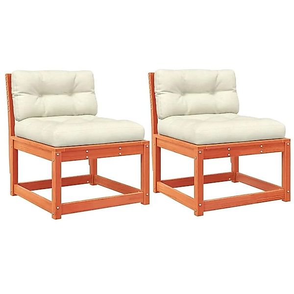 vidaXL Gartensofas mit Kissen 2 Stk Wachsbraun Massivholz Kiefer 844706 günstig online kaufen
