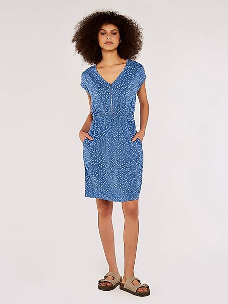Apricot Druckkleid mit Pinselpunkten, tailliert günstig online kaufen