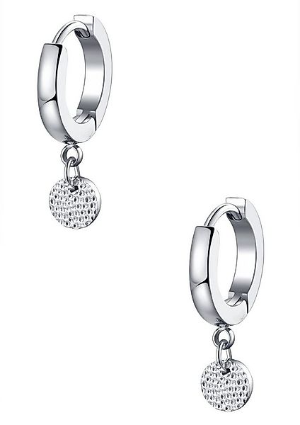 Hey Happiness Paar Ohrhänger Creolen Strukturierter Kreis Anhänger, 18K Ros günstig online kaufen