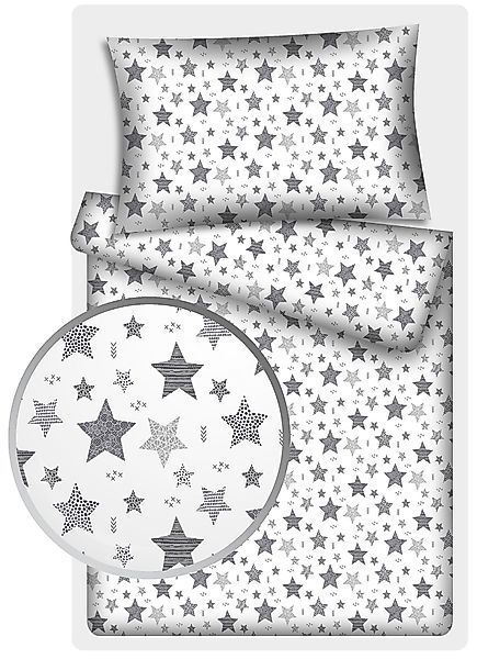 KiGATEX Kinderbettwäsche Stars Vario, 100% Baumwolle, 40x60 cm/100x135 cm günstig online kaufen