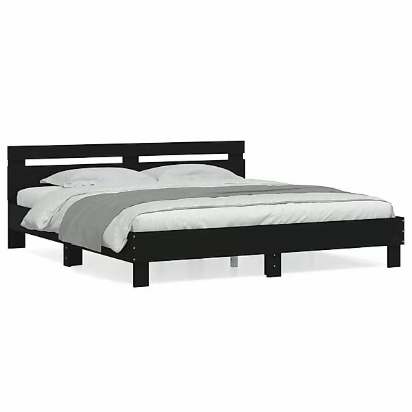 vidaXL Bettgestell mit Kopfteil Schwarz 200x200 cm Holzwerkstoff Modell 119 günstig online kaufen