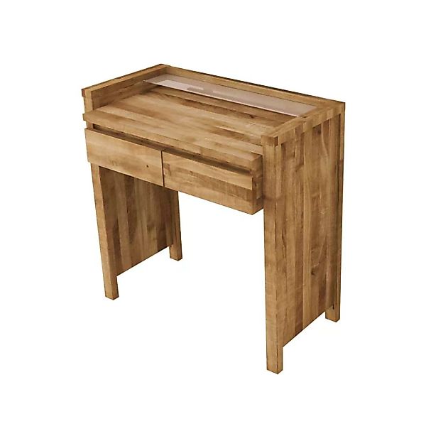 Massivholz Schreibtisch aus Wildeiche massiv geölt 85 cm günstig online kaufen
