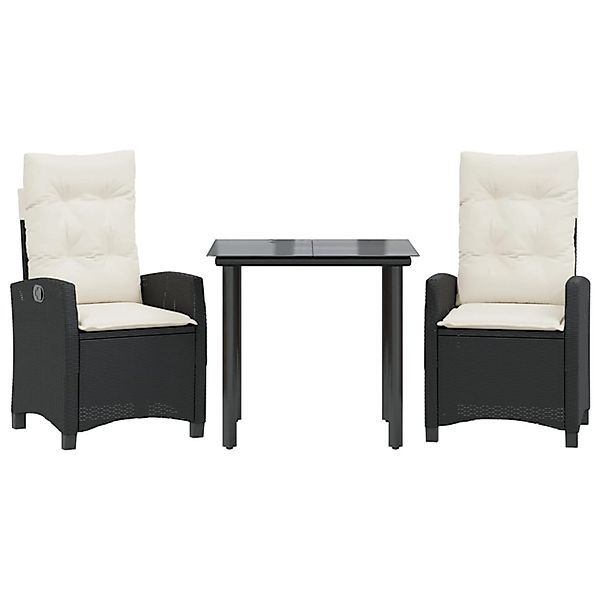 vidaXL 3-Tlg Garten-Essgruppe mit Kissen Schwarz Poly Rattan 3212732 günstig online kaufen
